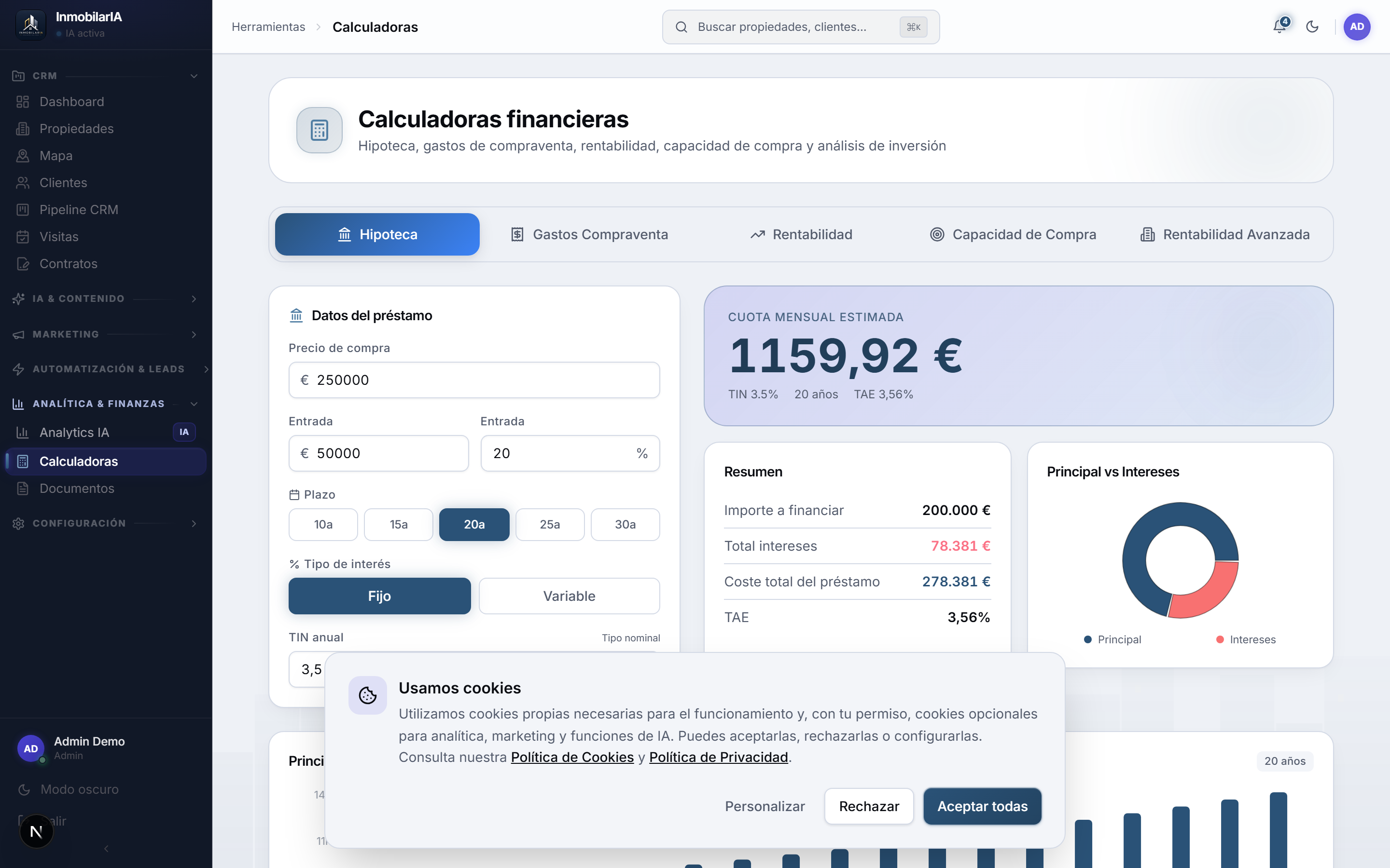 Calculadoras financieras — InmobiliarIA